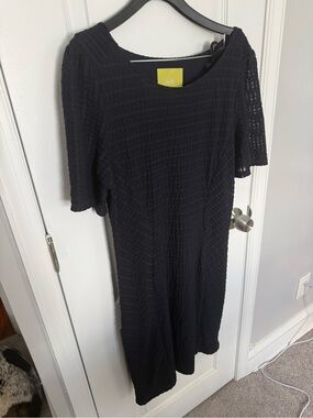 Maeve Navy Textured Midi Dress
